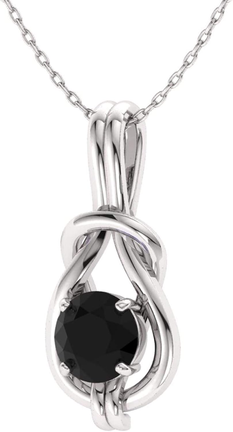 Gemstone Infinity Knot Solitaire Necklac Carat Pendant with 18 Inch Chain for women