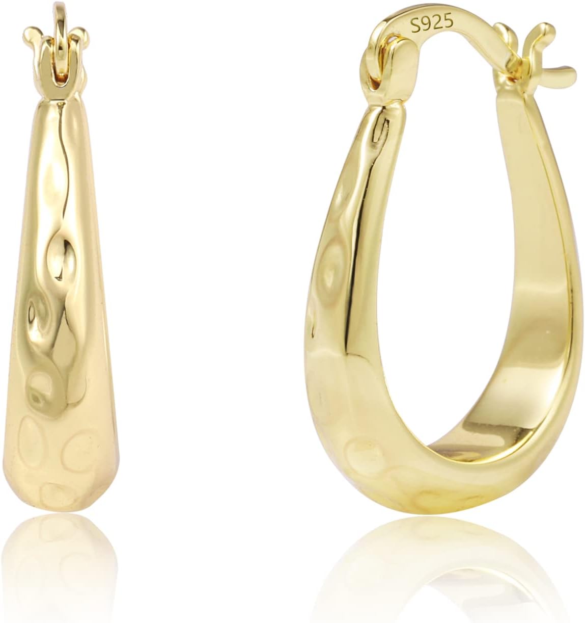 925 Sterling Silver Hoop Earrings for Women Silver Oval Hoop #OWK001
