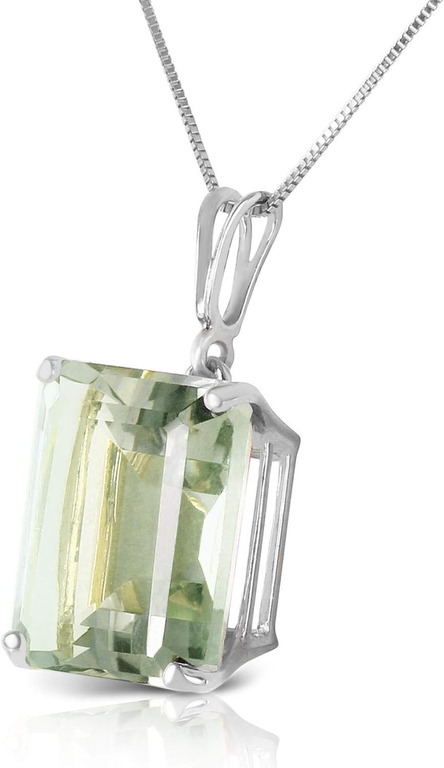 White Gold Necklace with Octagon-cut Green Amethyst gifts for women