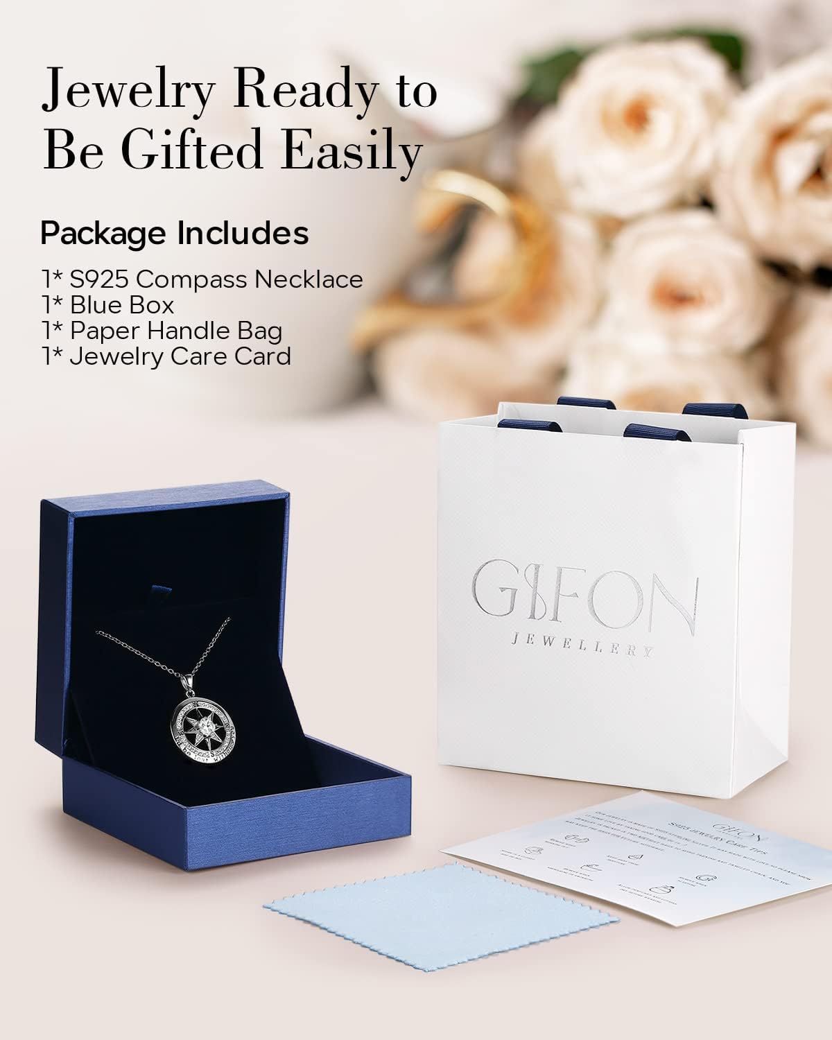 Necklace Gift for Wife |Compass Jewelry |Girlfriend Birthday Gifts for Her Valentines