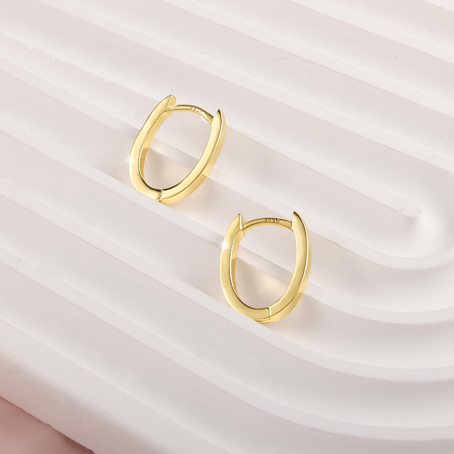 925 Sterling Silver Earrings Small Chunky Silver Earrings for Women Trendy Cute Thick Earing for Women Gifts #OWK005