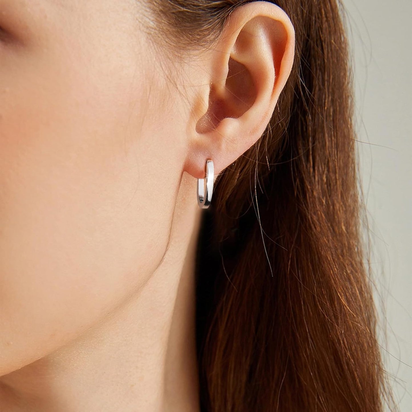 925 Sterling Silver Earrings Small Chunky Silver Earrings for Women Trendy Cute Thick Earing for Women Gifts #OWK005