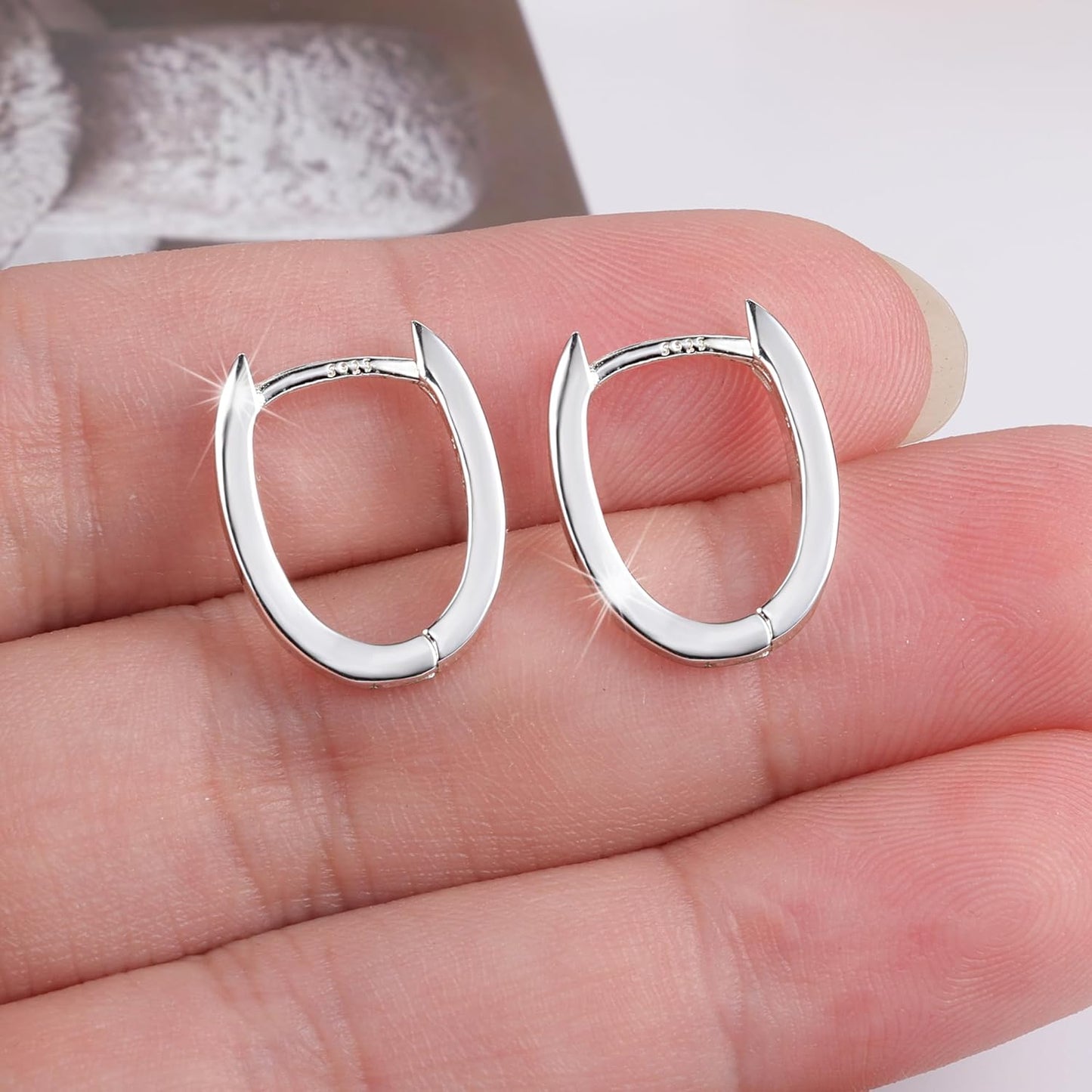 925 Sterling Silver Earrings Small Chunky Silver Earrings for Women Trendy Cute Thick Earing for Women Gifts #OWK005