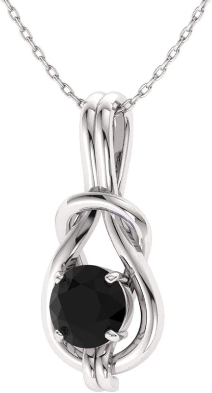 Gemstone Infinity Knot Solitaire Necklac  Carat Pendant with 18 Inch Chain for women