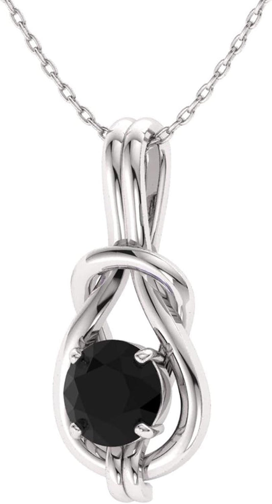 Gemstone Infinity Knot Solitaire Necklac  Carat Pendant with 18 Inch Chain for women