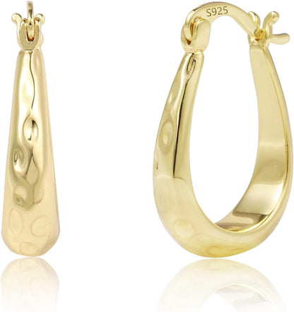 925 Sterling Silver Hoop Earrings for Women Silver Oval Hoop #OWK001