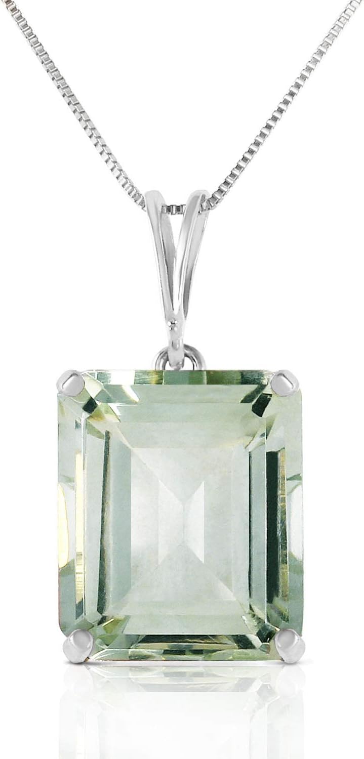 White Gold Necklace with Octagon-cut Green Amethyst gifts for women
