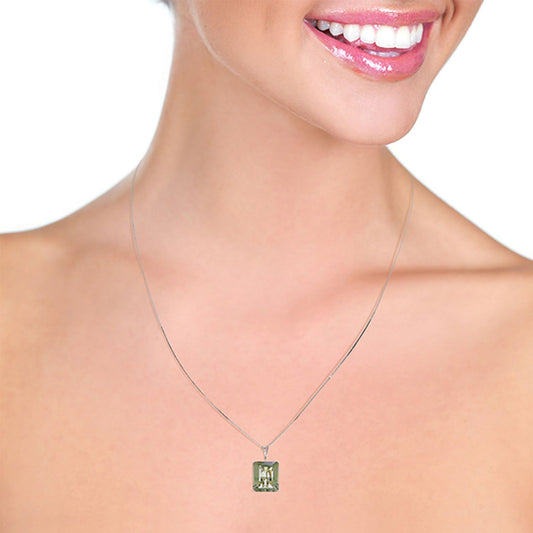 White Gold Necklace with Octagon-cut Green Amethyst gifts for women