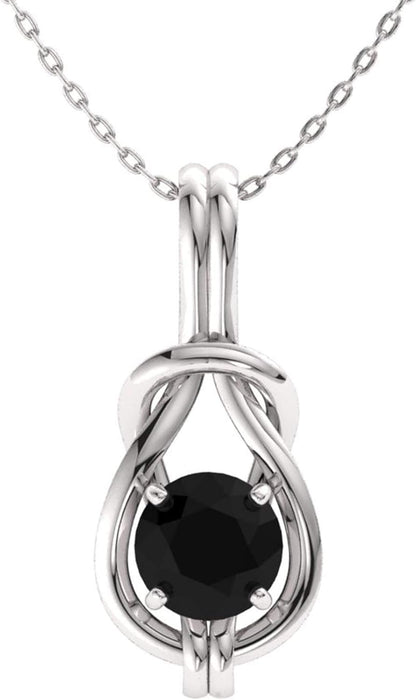 Gemstone Infinity Knot Solitaire Necklac  Carat Pendant with 18 Inch Chain for women