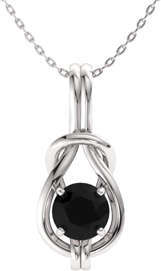 Gemstone Infinity Knot Solitaire Necklac  Carat Pendant with 18 Inch Chain for women