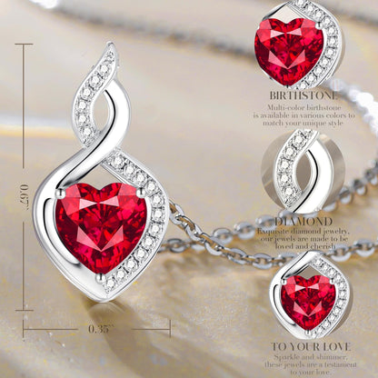 Heart Birthstone Necklace with Diamond Pendent Birthday Gifts for Mom Women
