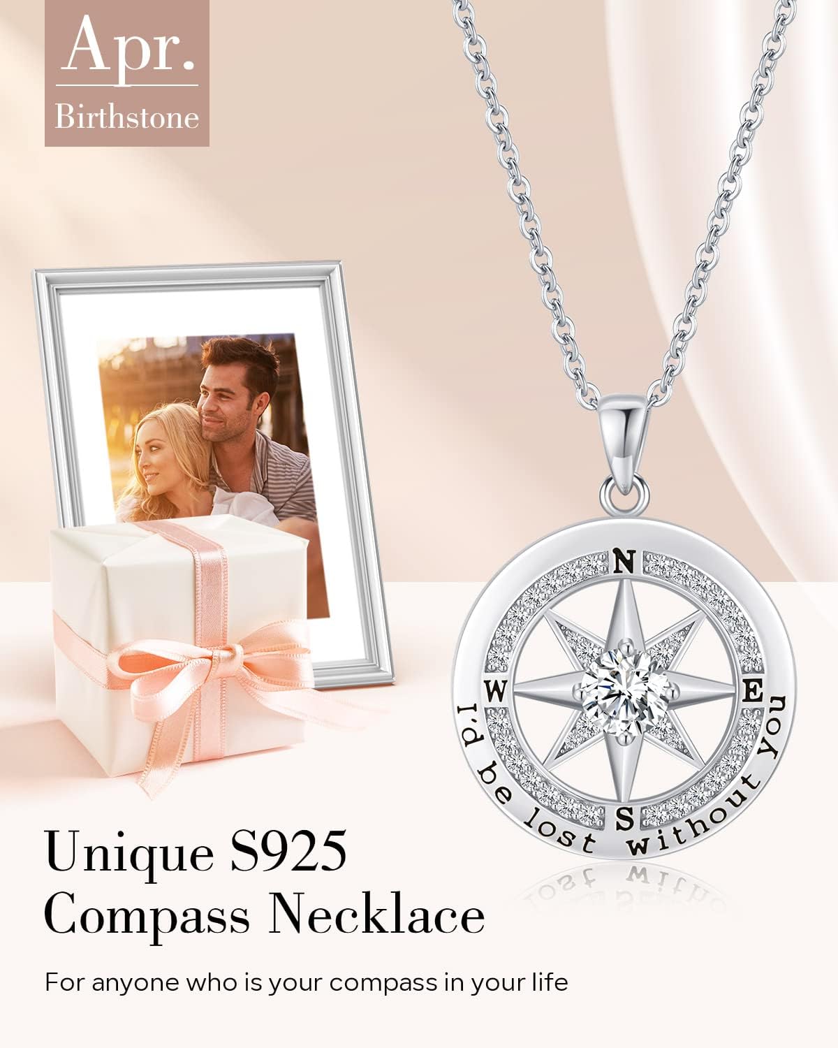 Necklace Gift for Wife |Compass Jewelry |Girlfriend Birthday Gifts for Her Valentines